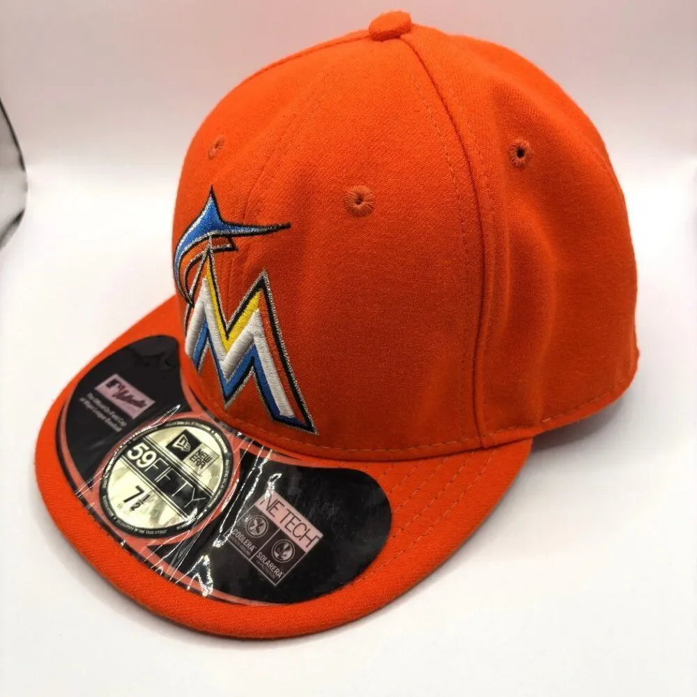 Florida Marlins MLB New Era 59Fifty On-field Fitted Cap Hat Size 7 1/2 - Orange